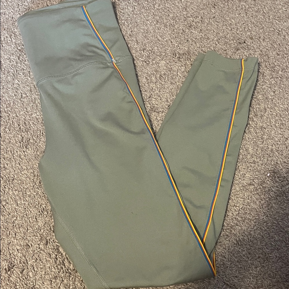 Nike Green Leggings with Multicolor Stripe